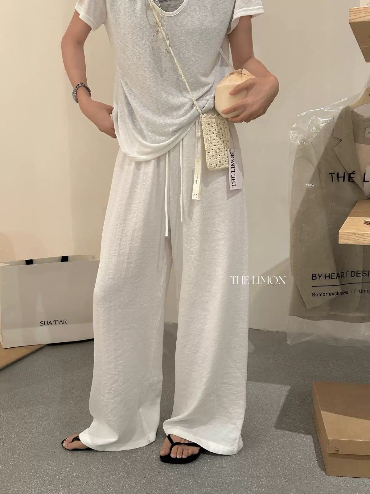 ✔️冰感垂墜寬鬆棉麻寬褲