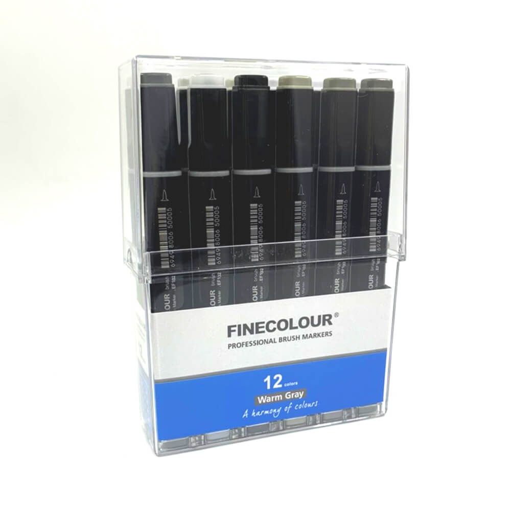 Finecolour 法卡勒 好色彩 雙頭 軟毛 酒精 麥克筆 12色 暖灰