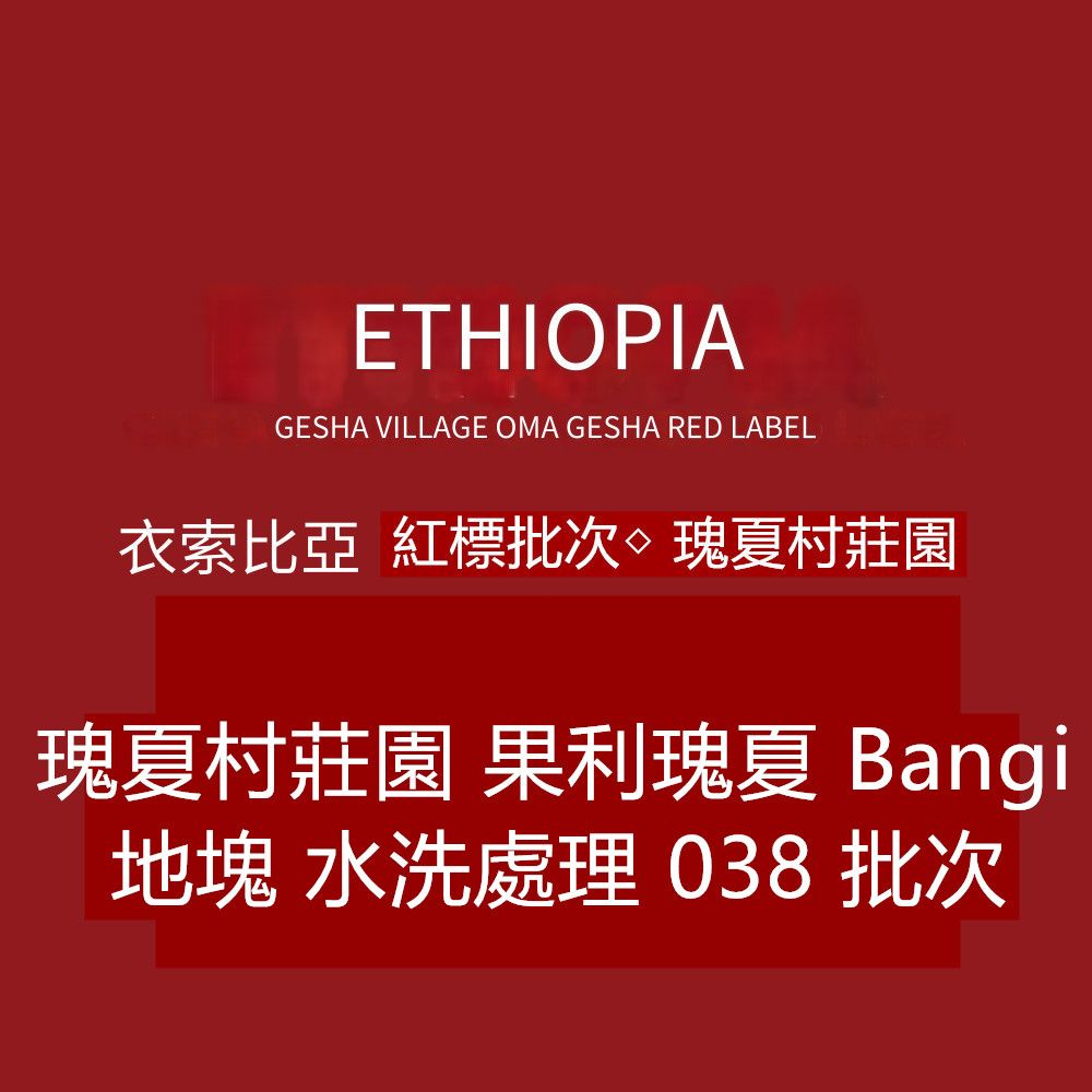 ◇紅標批次◇ 瑰夏村莊園 果利瑰夏 Bangi 地塊 水洗處理 038 批次