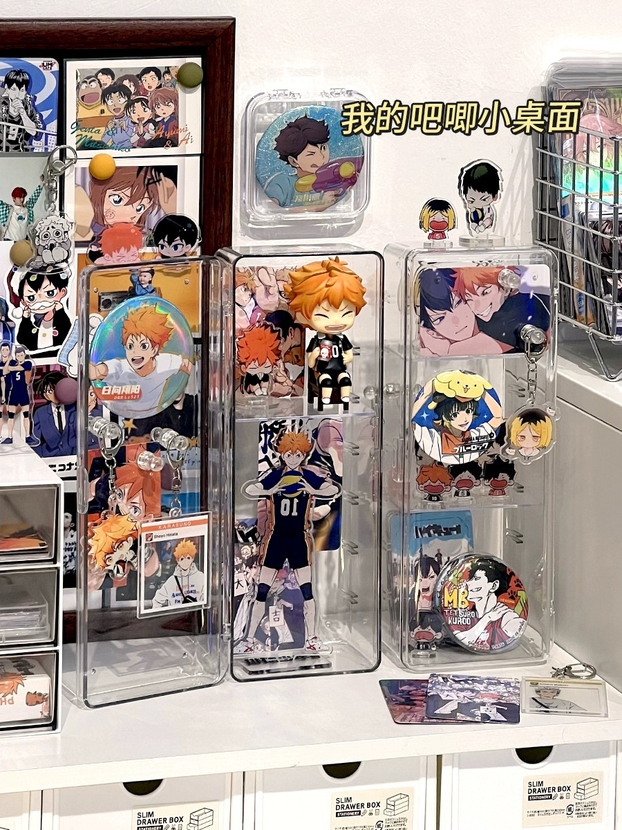 桌面透明亞克力立牌展示架吧唧手辦收納展示小痛櫃迷你展示櫃