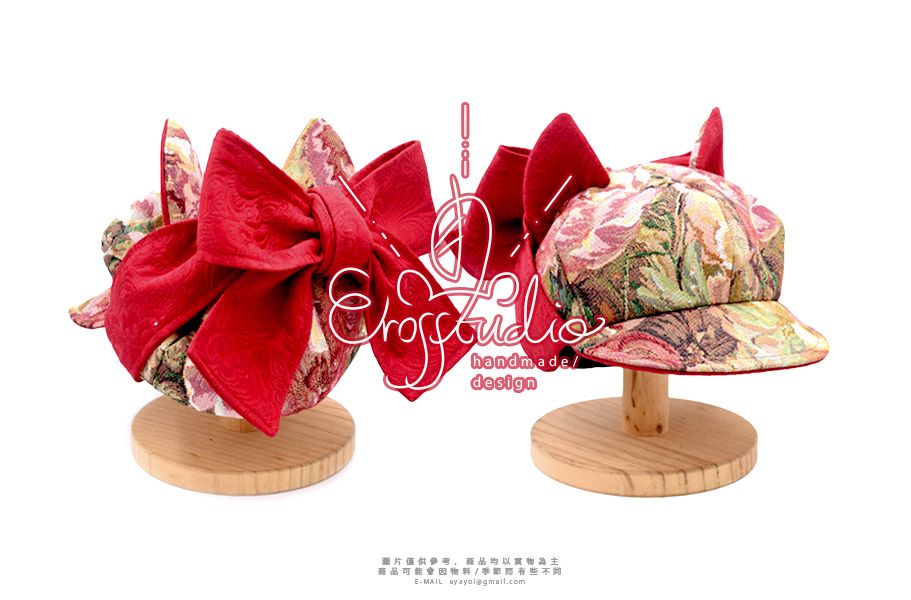 赤色油畫貓耳帽