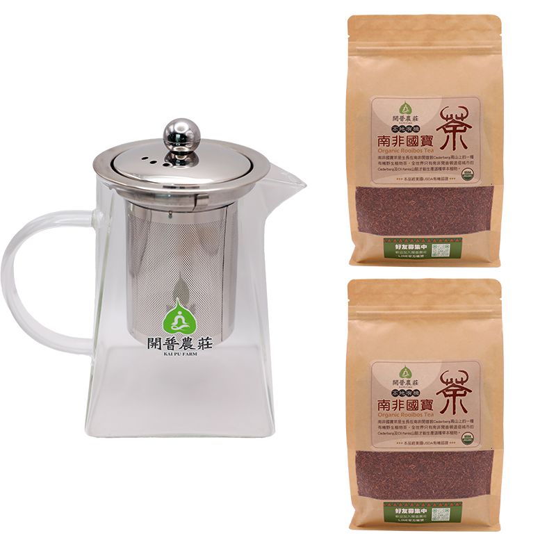 2入有機國寶茶+耐熱泡茶壺 優惠組合包
