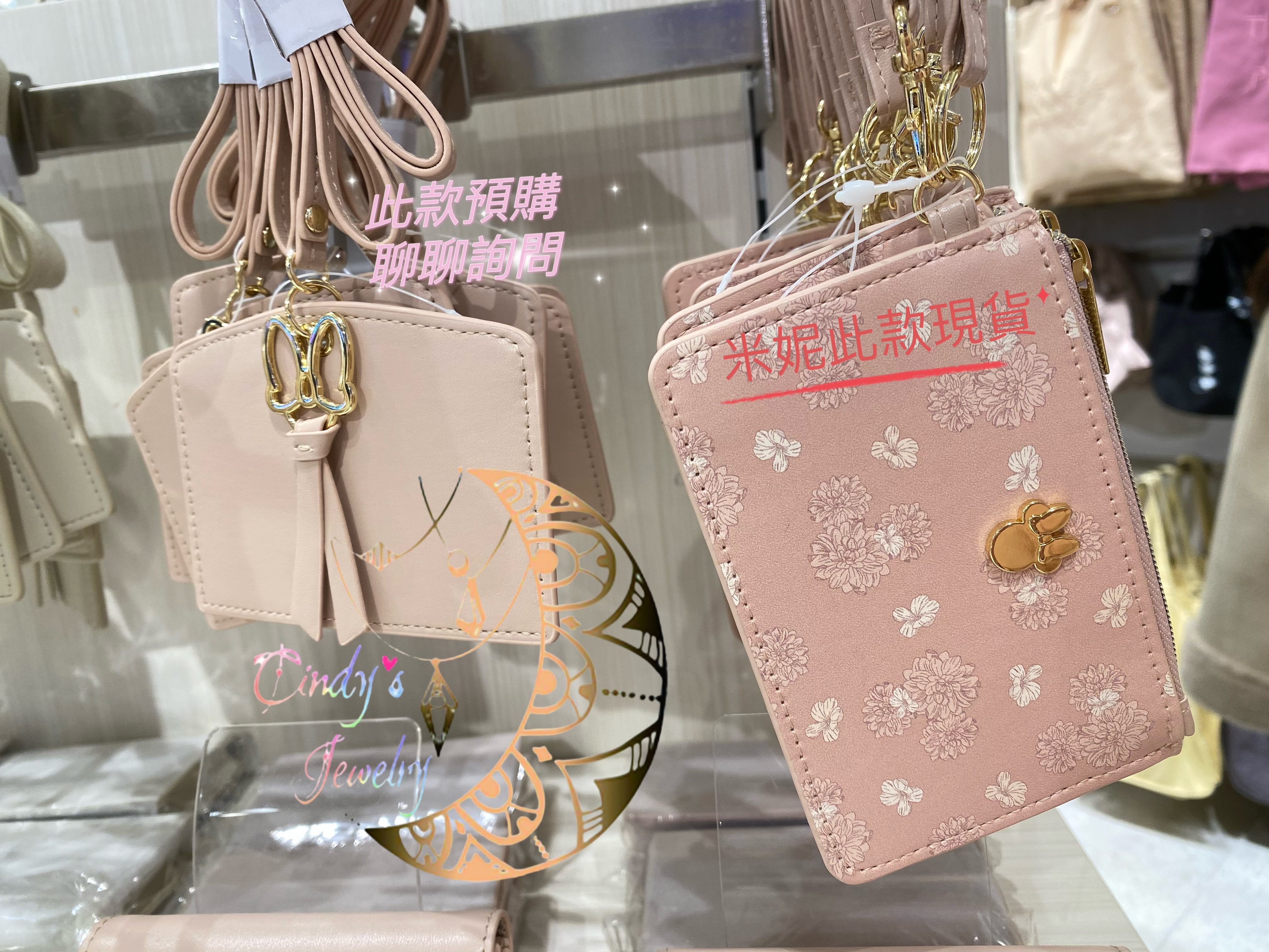 【現貨實拍】東京迪士尼旗艦店 米妮花卉款 拉鏈收納 透明感應 票卡夾