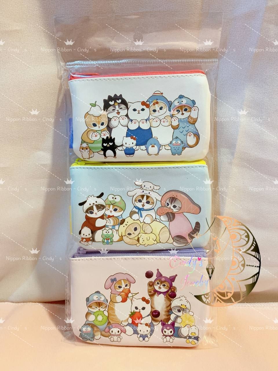 【現貨實拍】日本帶回 日本限定 🎌🗾全新未拆封 Mofusand x Sanrio 聯名 小物收納包 網袋 貓福珊迪