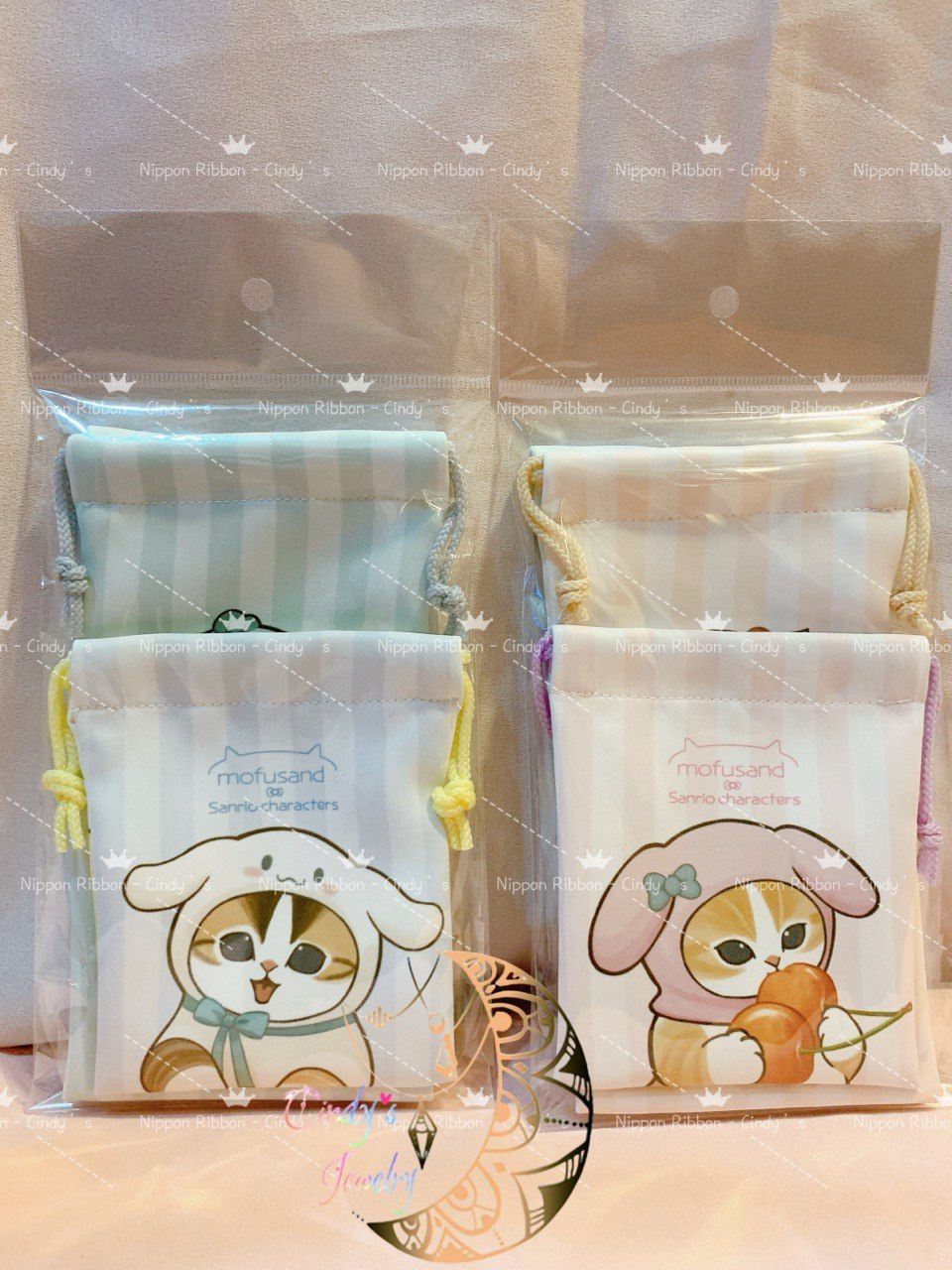 【現貨日本帶回】🎌全新正版現貨 貓福珊迪 Mofusand三麗鷗聯名系列 小抽繩袋2入組 日本製造 日本販售限定
