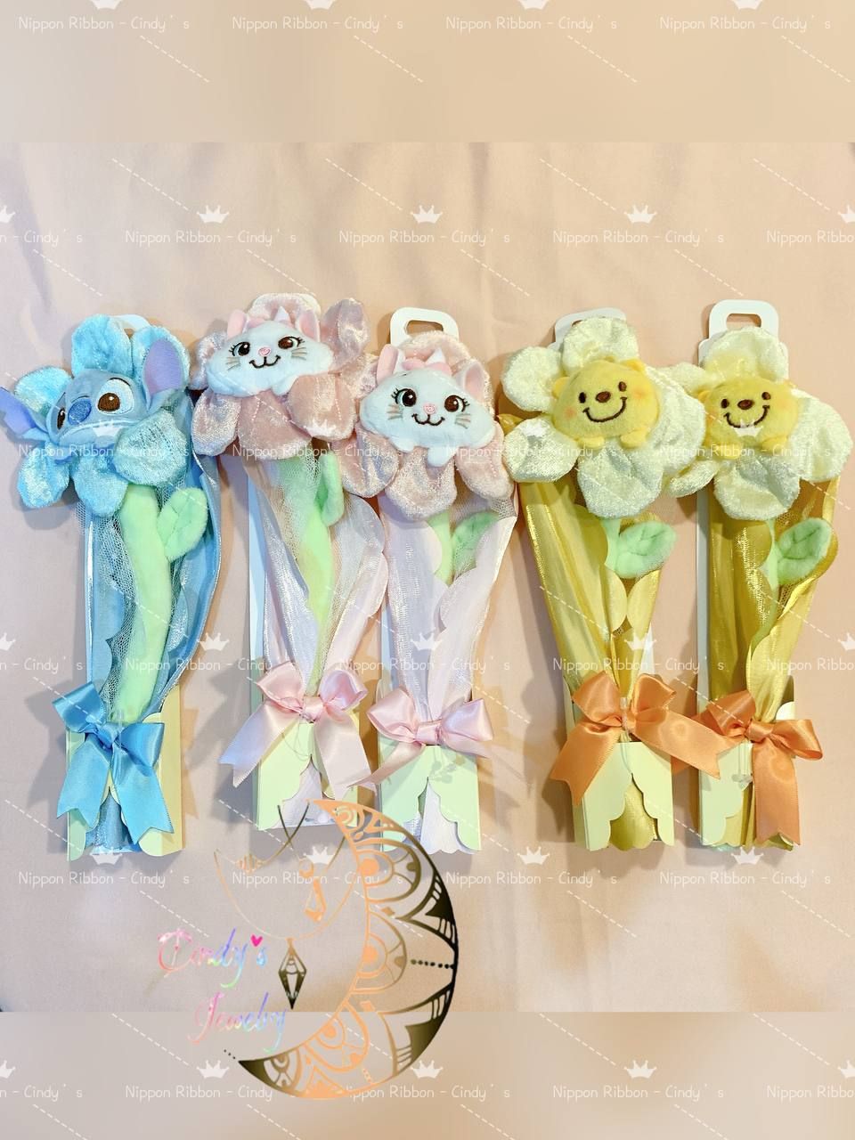 【現貨日本帶回】🎌全新正版現貨 迪士尼Disney 小花朵花束系列 可彎折 瑪麗貓 小熊維尼 史迪奇