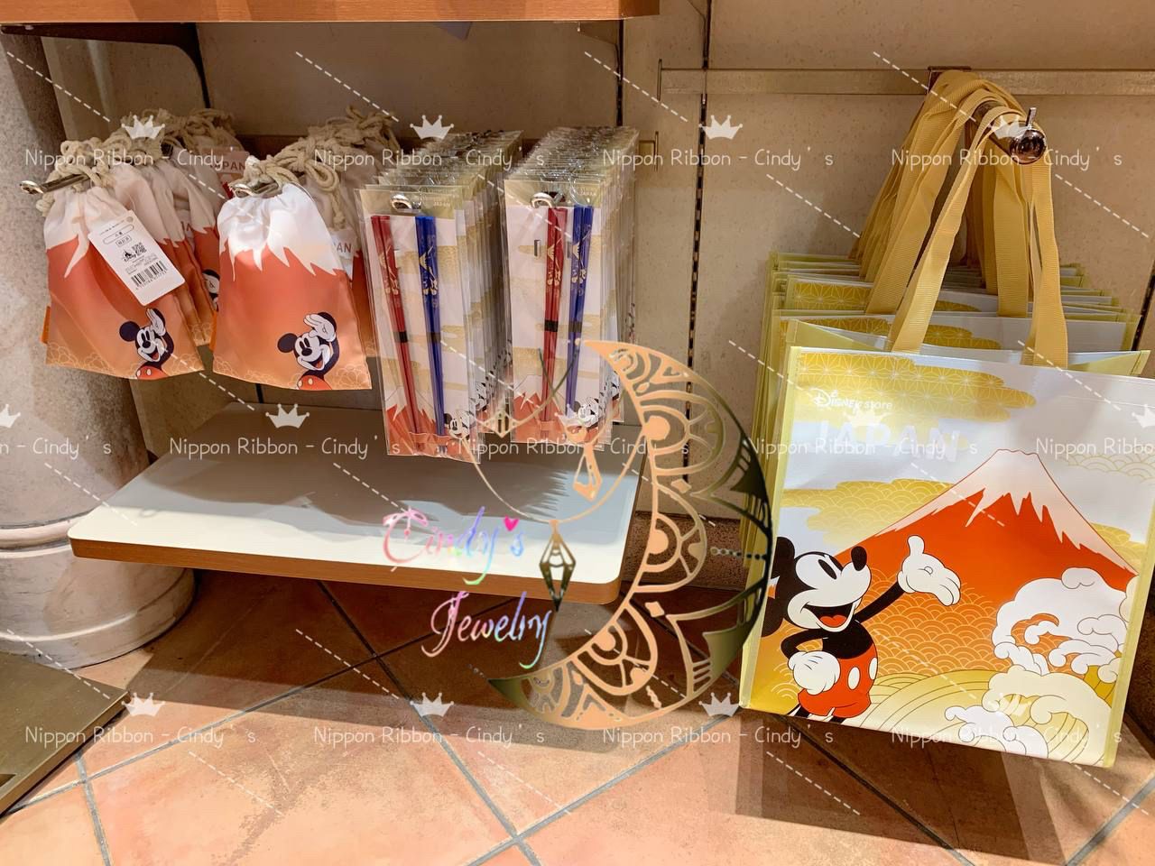 【現貨日本帶回】🎌全新正版現貨 迪士尼Disney 米奇 富士山系列 環保購物袋 束口袋 日本製木筷子組 日本販售限定