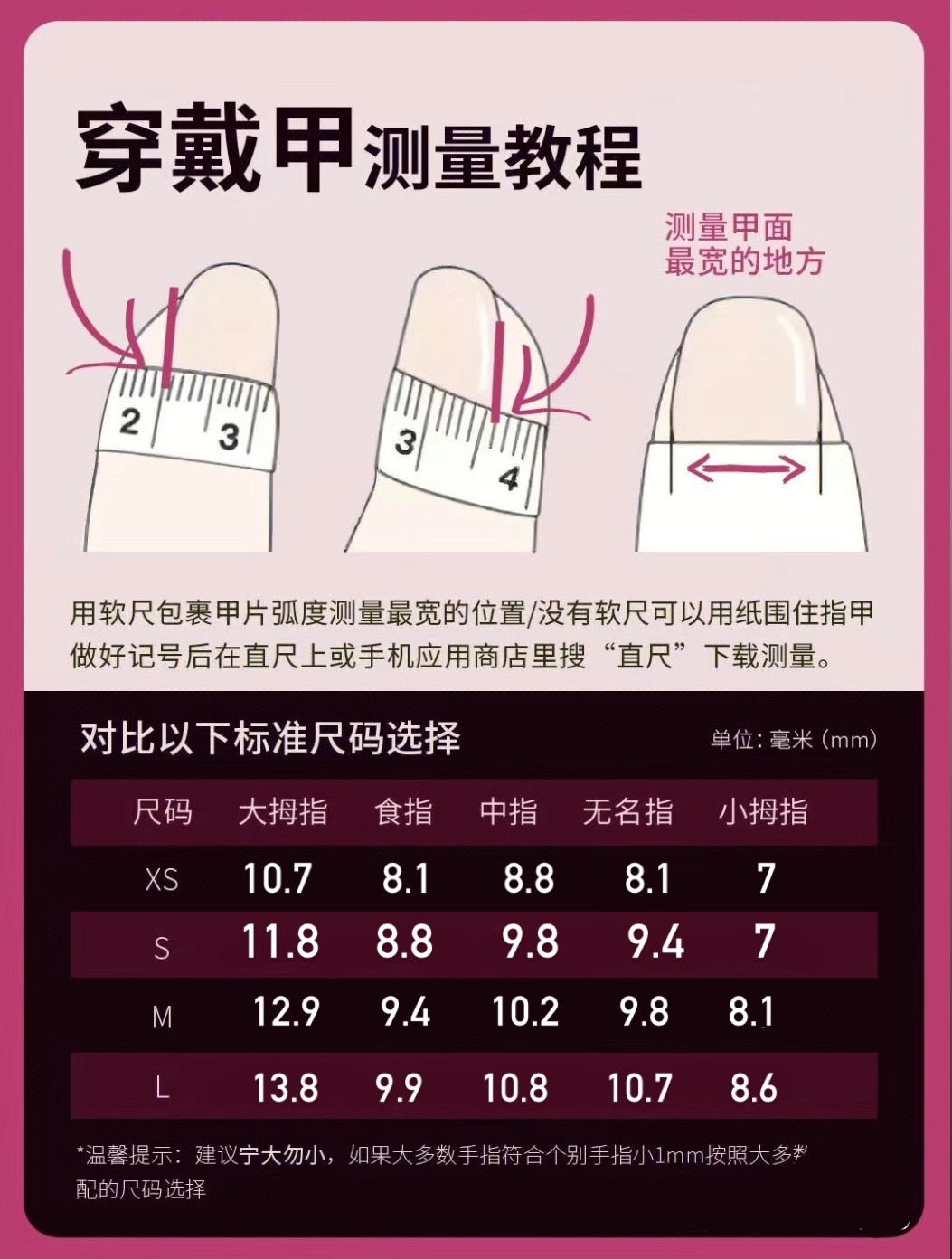 此表為測量指甲參考圖