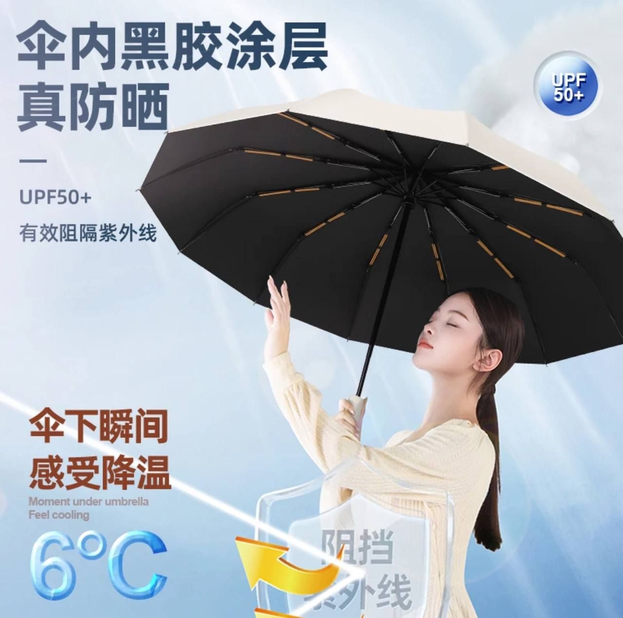 💛小黃暴力推薦【雨寶】24龍骨晴雨兩用傘