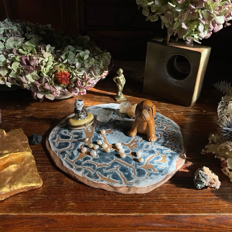 雅藝盆栽｜海水藍縮釉陶板