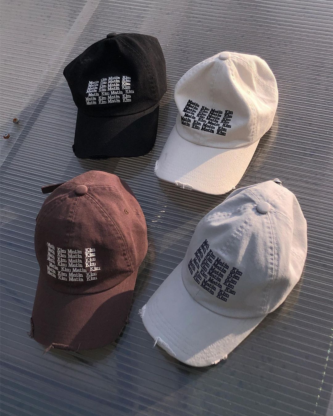 MATIN KIM LETTERING WASHED BALL CAP