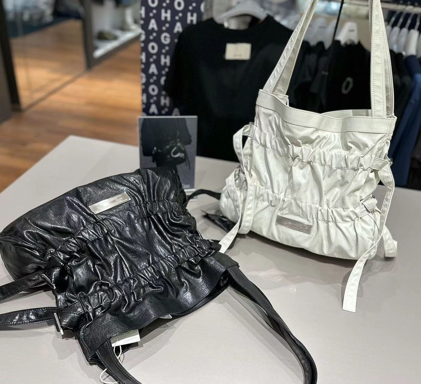MATIN KIM FAUX LEATHER SEASHELL BAG IN