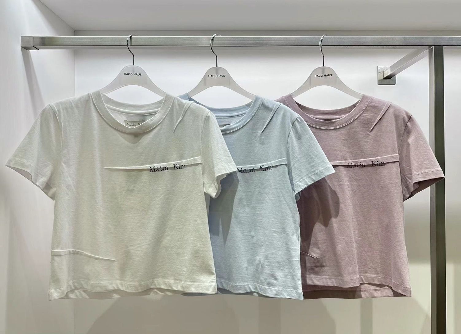 MATIN KIM SLIT PINTUCK POINT CROP TOP