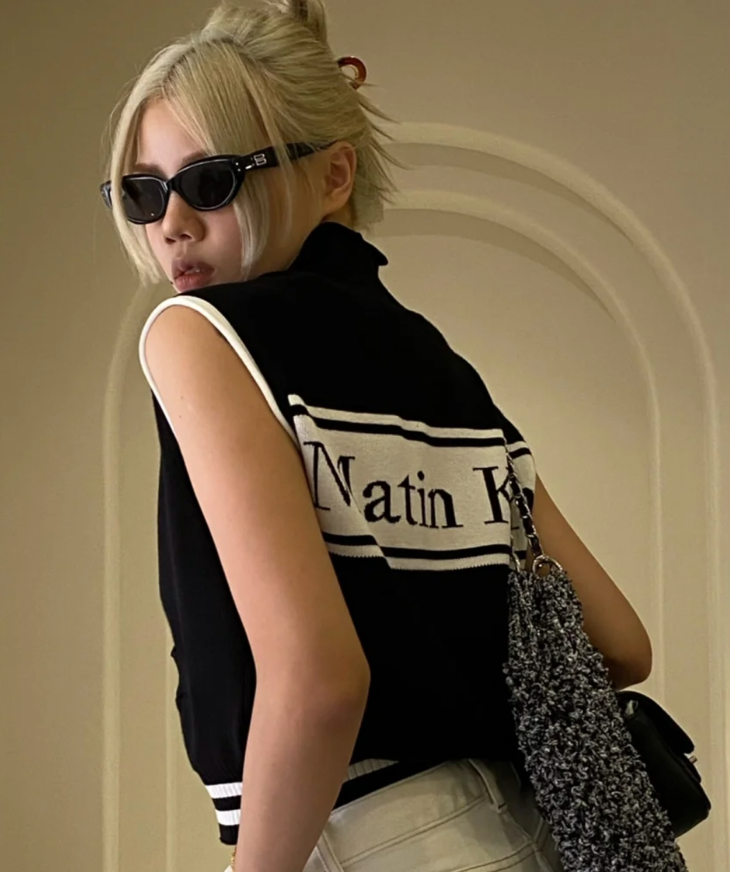 MATIN KIM S PELL POINT STRIPE KNIT VEST