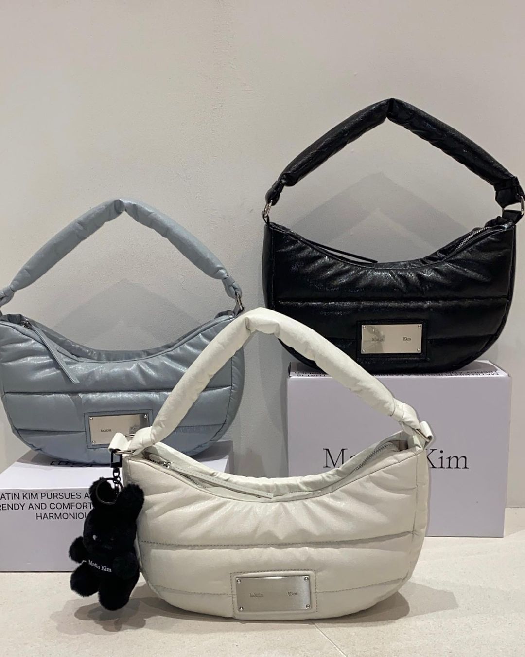 MATIN KIM FAUX LEATHER HALF MOON MIDDLE PADDING