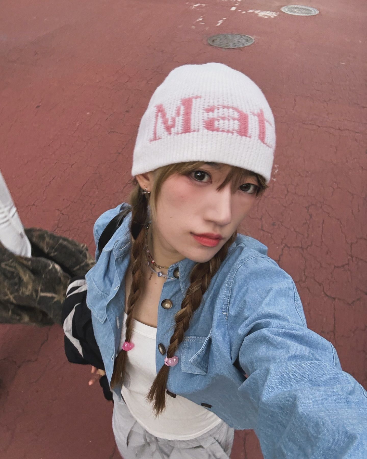 MATIN KIM LOGO JACQUARD KNIT BEANIE IN
