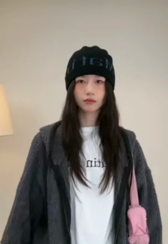 MATIN KIM LOGO JACQUARD KNIT BEANIE IN