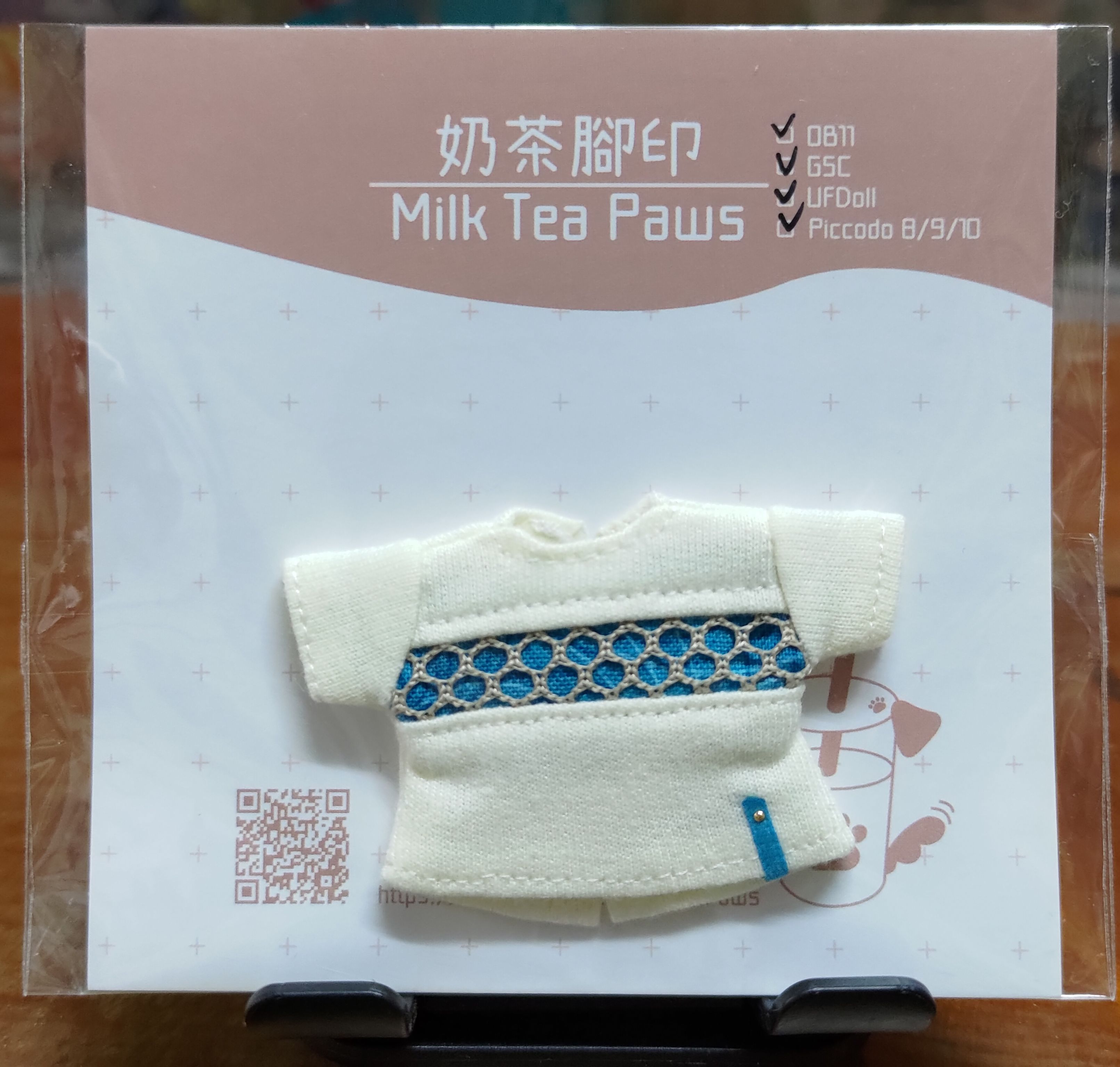 奶茶腳印 網格拼色休閒T