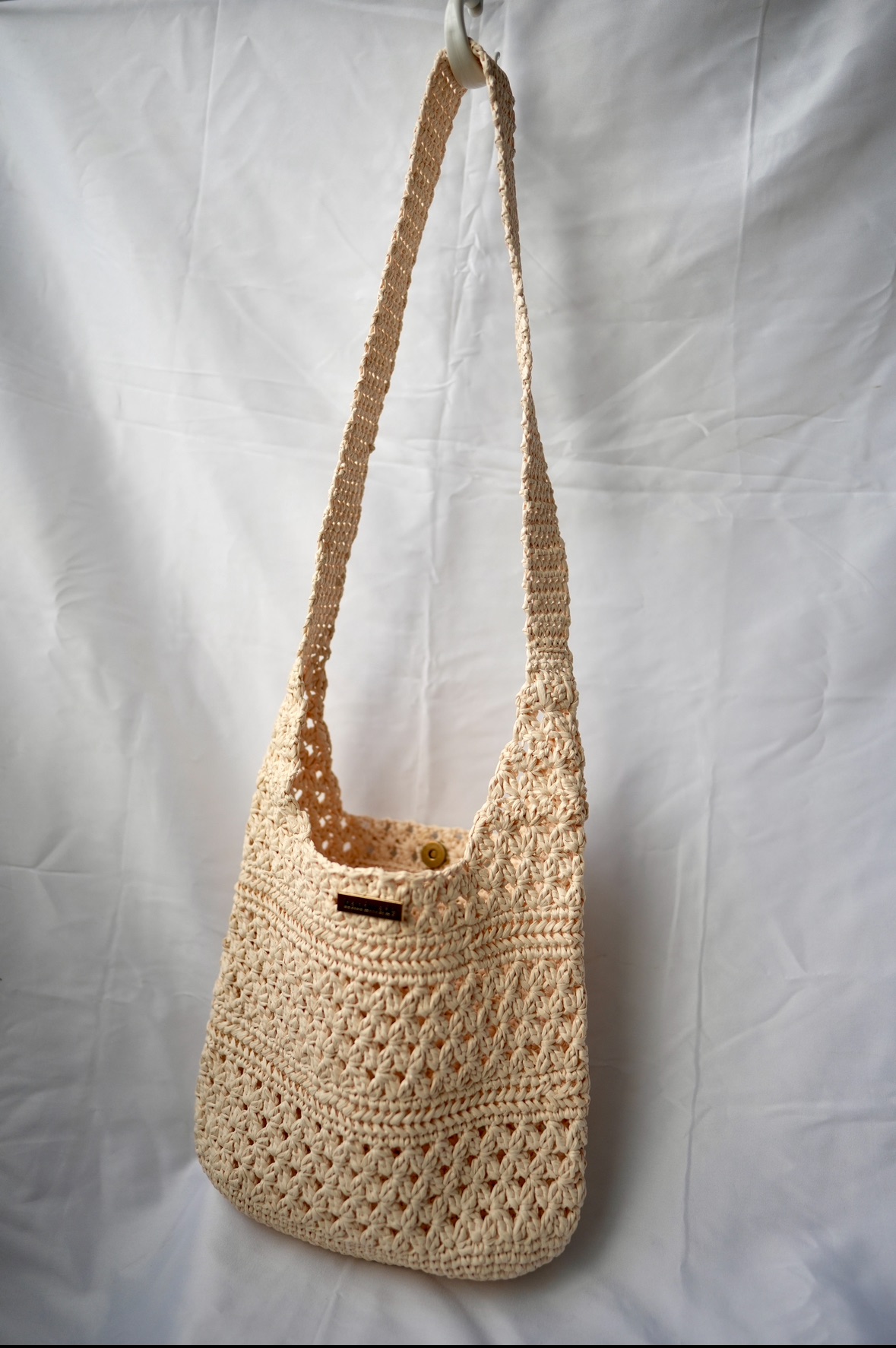 拉菲草編織斜背包