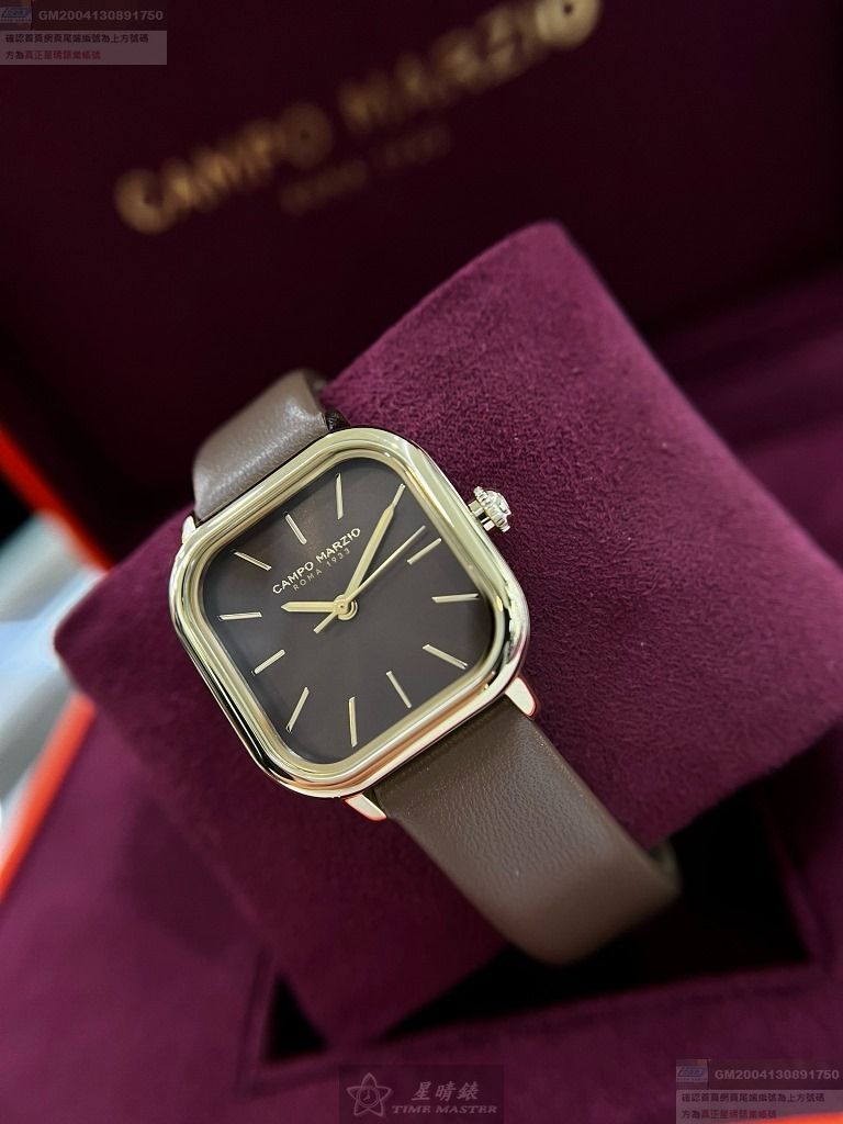 CampoMarzio手錶，編號CMW0017，26mm金色錶殼，咖啡色錶帶款