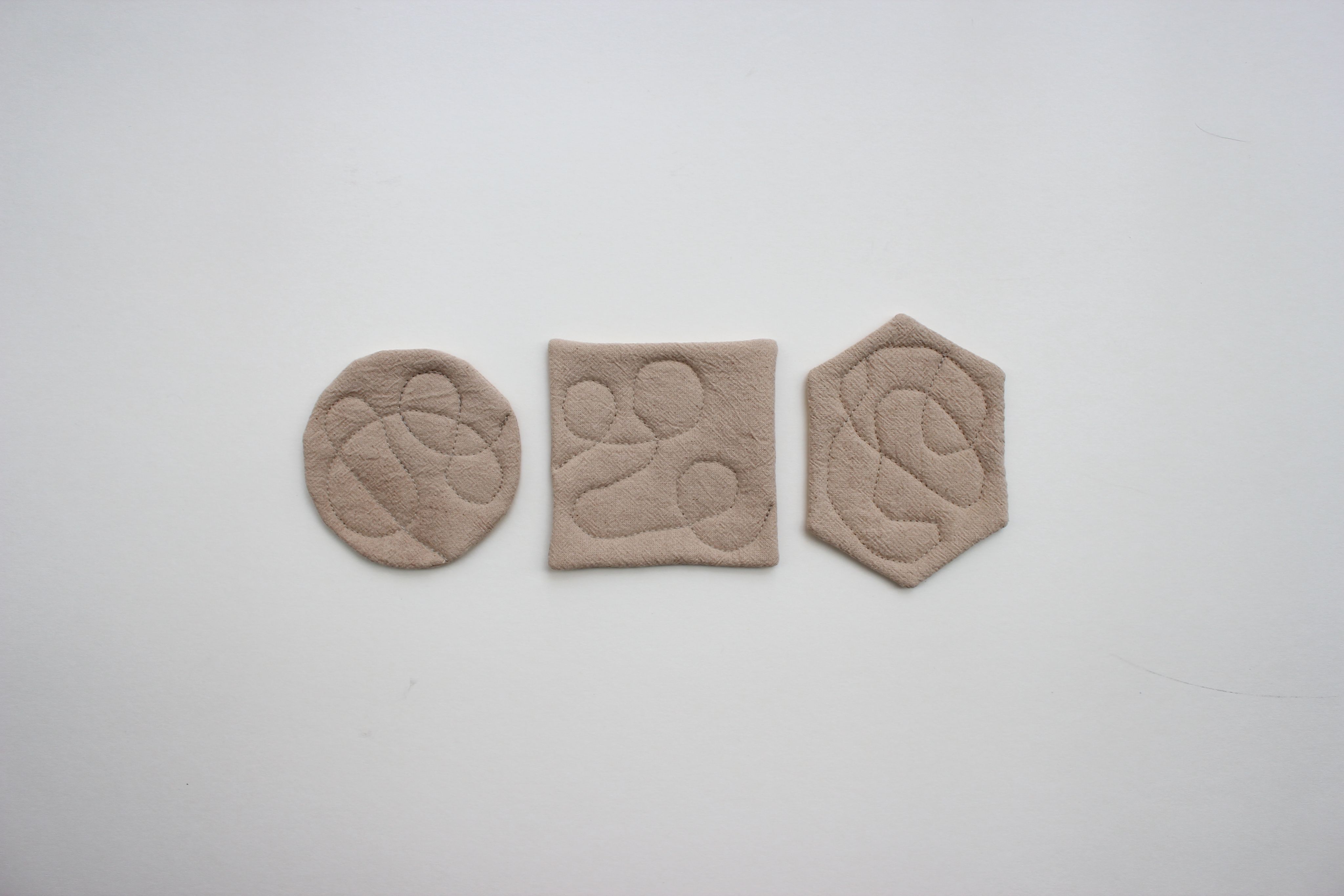 車織迴線杯墊/咖啡染純棉