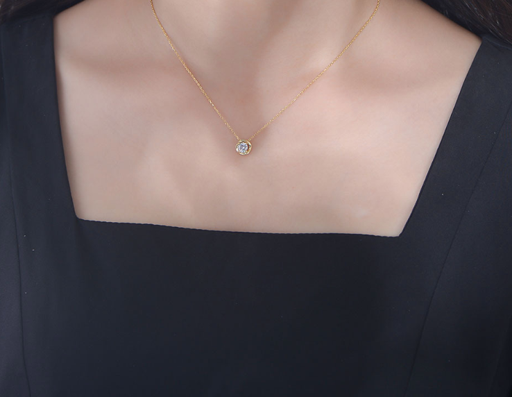 【Dolly’s】韓-極光石 單鑽項鍊｜項鍊 高級感精致鎖骨鏈 308A08