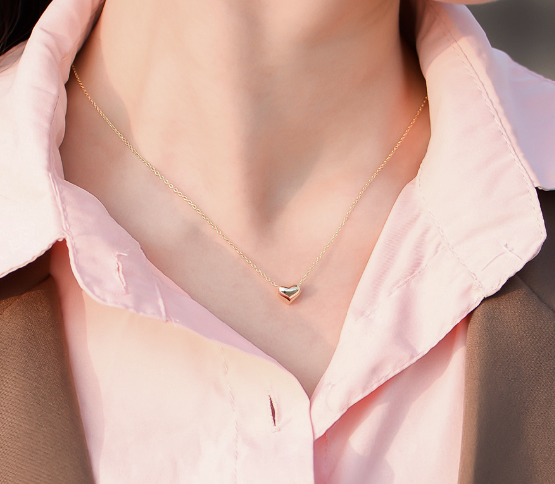 【Dolly’s】韓-全純銀 傾訴愛戀 個性簡約鏤空心吊墜 情人節禮物鎖骨鏈 308A20