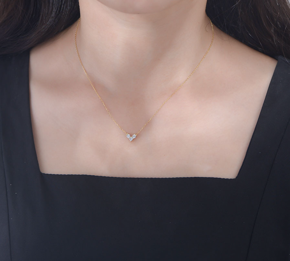 【Dolly’s】韓-全純銀 美的誕生 輕奢鑲鑽愛心純銀 情人節禮物鎖骨鏈 308A24