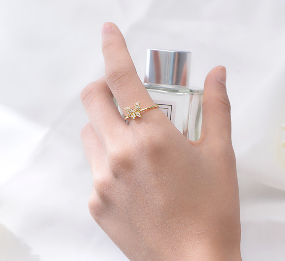 【Dolly’s】韓-全純銀 蝶語愛戀 蝴蝶設計時尚 情人節禮物造型指戒 戒指 308C04