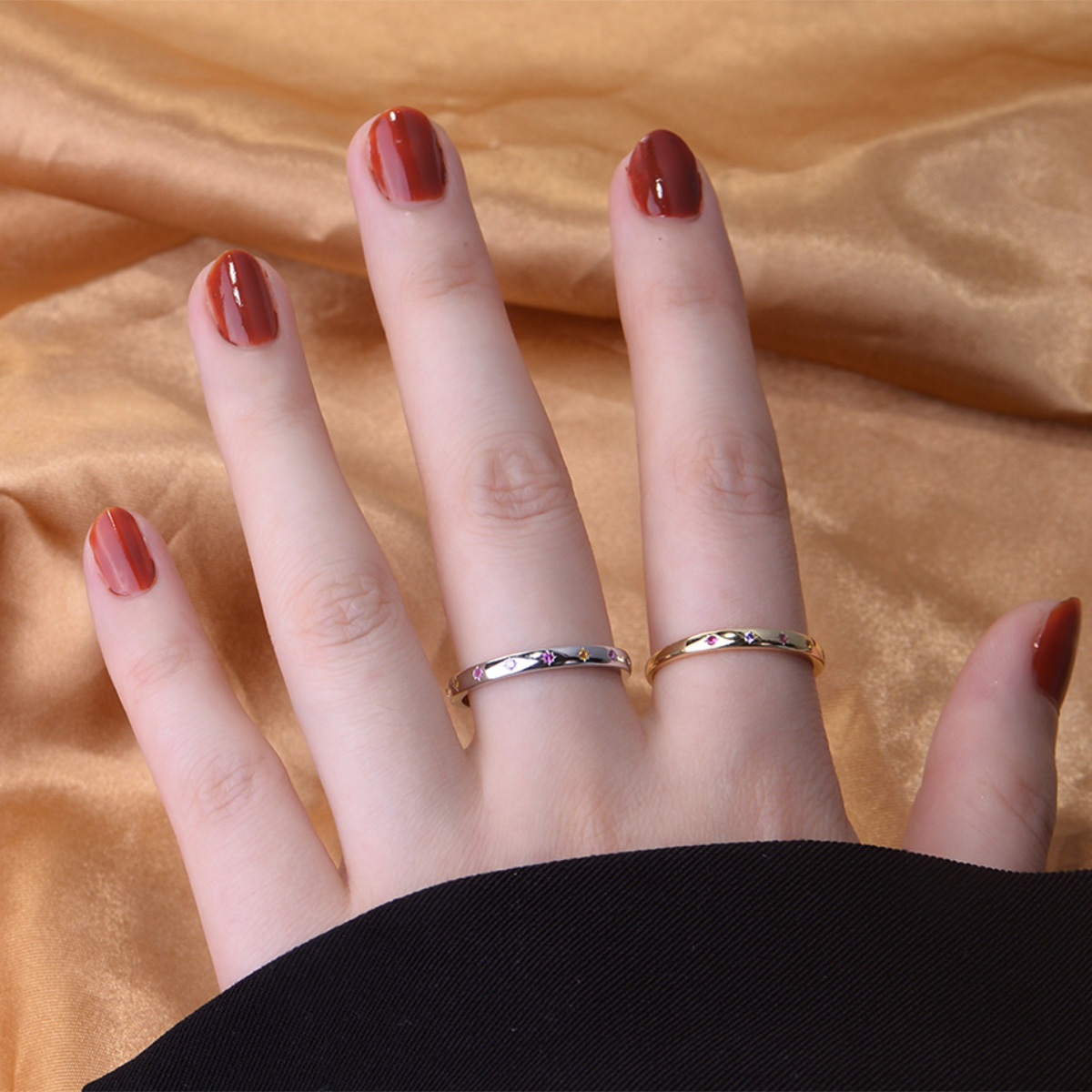 【Dolly’s】韓-全純銀 光的慕思 設計幾何六芒星指環 情人節禮物造型指戒 戒指 308C07