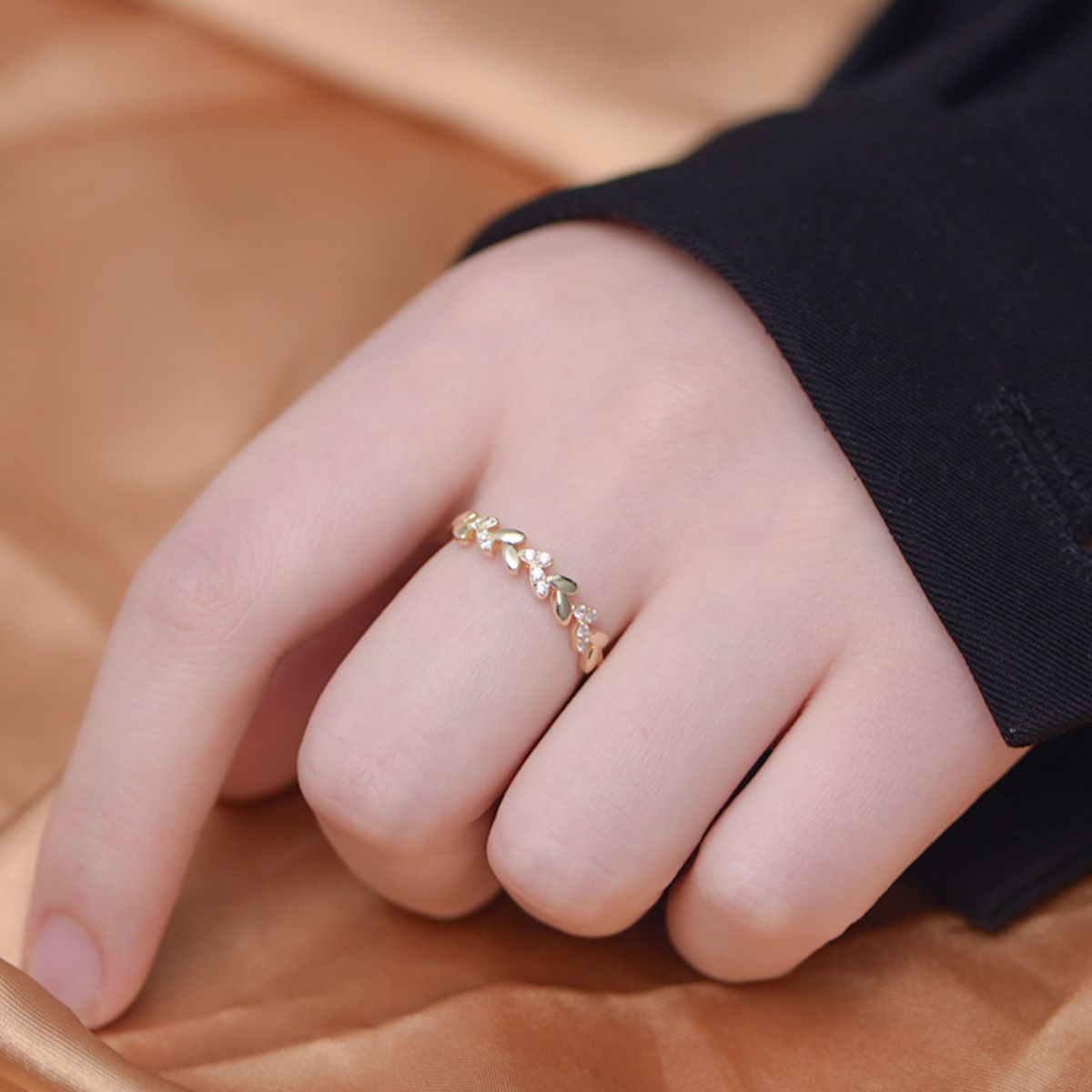 【Dolly’s】韓-全純銀 花見星羽 微鑲鋯石月亮簡約指環 情人節禮物造型指戒 戒指 308C10