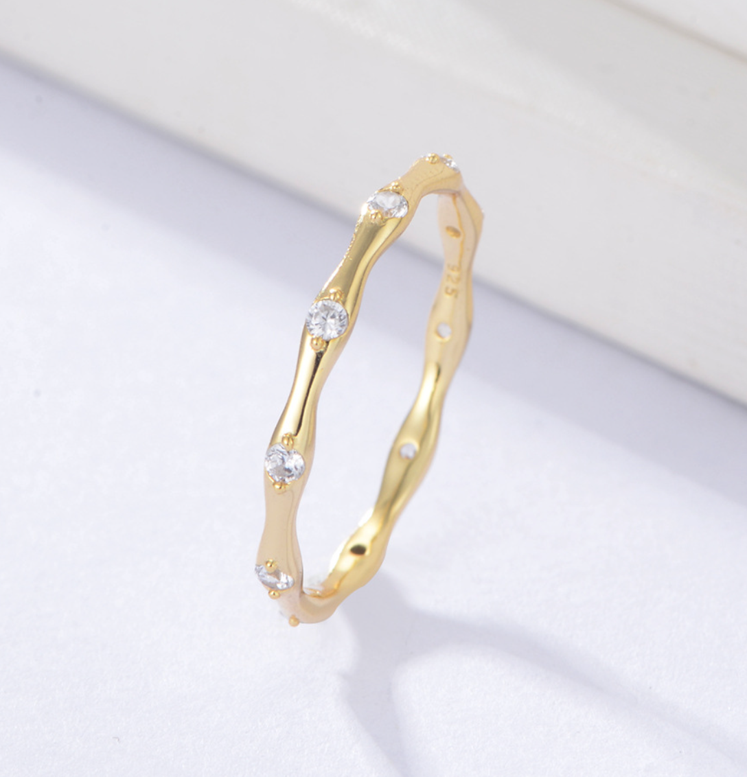 【Dolly’s】韓-全純銀 花樣之約 微鑲鋯石月亮簡約指環 情人節禮物造型指戒 戒指 308C16