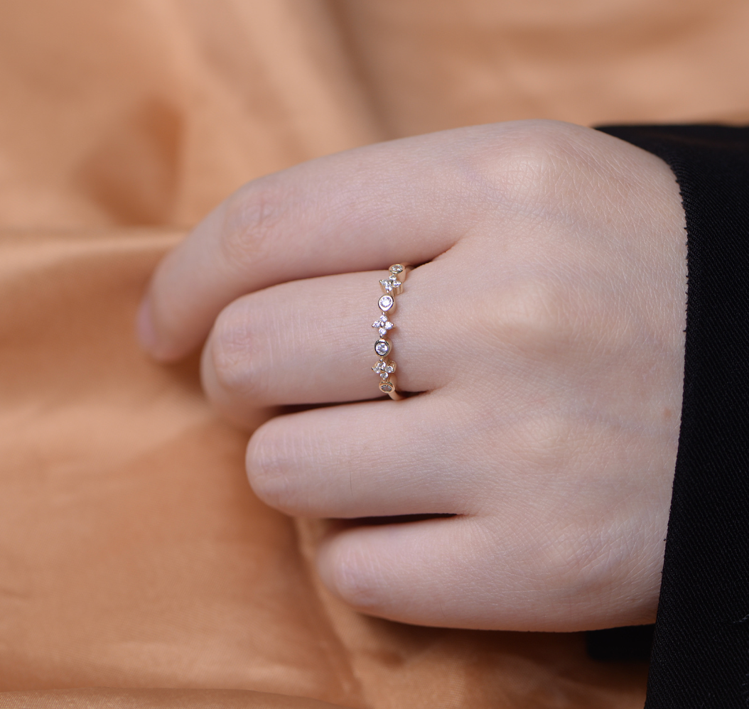 【Dolly’s】韓-全純銀 一點時刻 微鑲鋯石月亮簡約指環 情人節禮物造型指戒 戒指 308C17