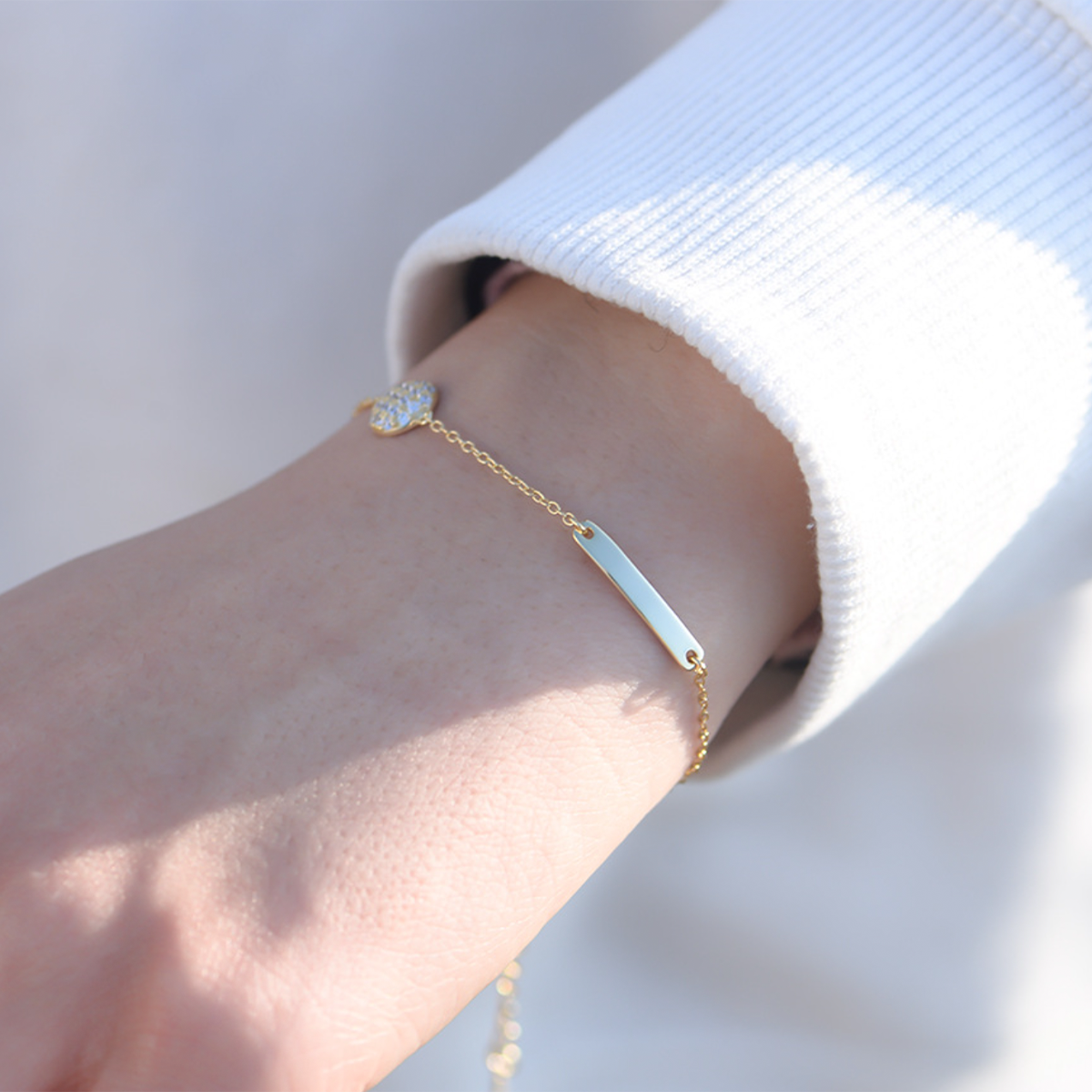 【Dolly’s】韓-全純銀 清澈時光 鋯石設計 情人節禮物造型手鍊 308B02