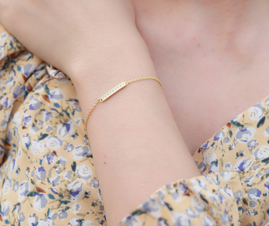 【Dolly’s】韓-全純銀 克制的曖昧  微鑲鋯石輕奢 情人節禮物造型手鍊 308B10