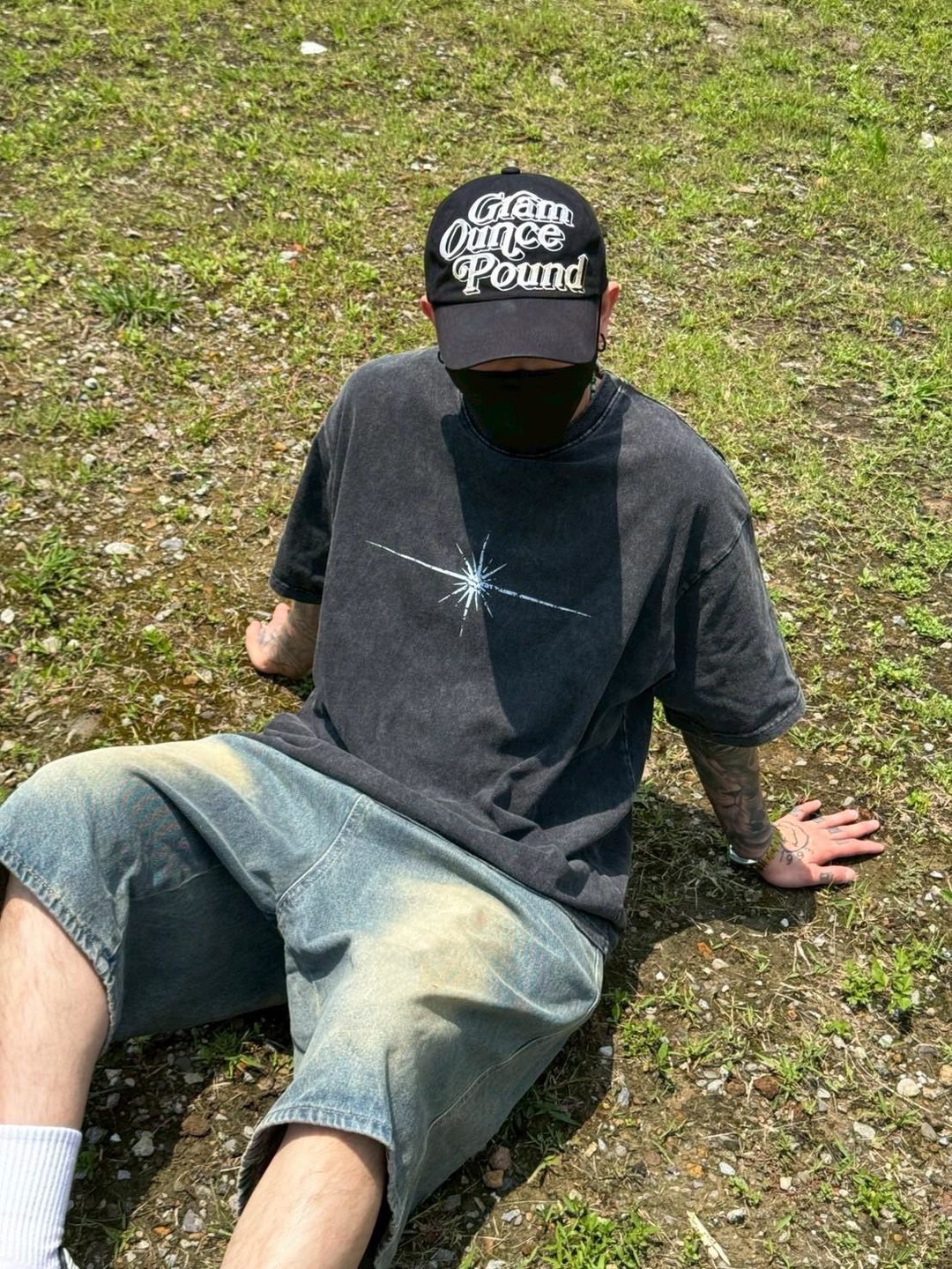 北極星破碎水洗寬T