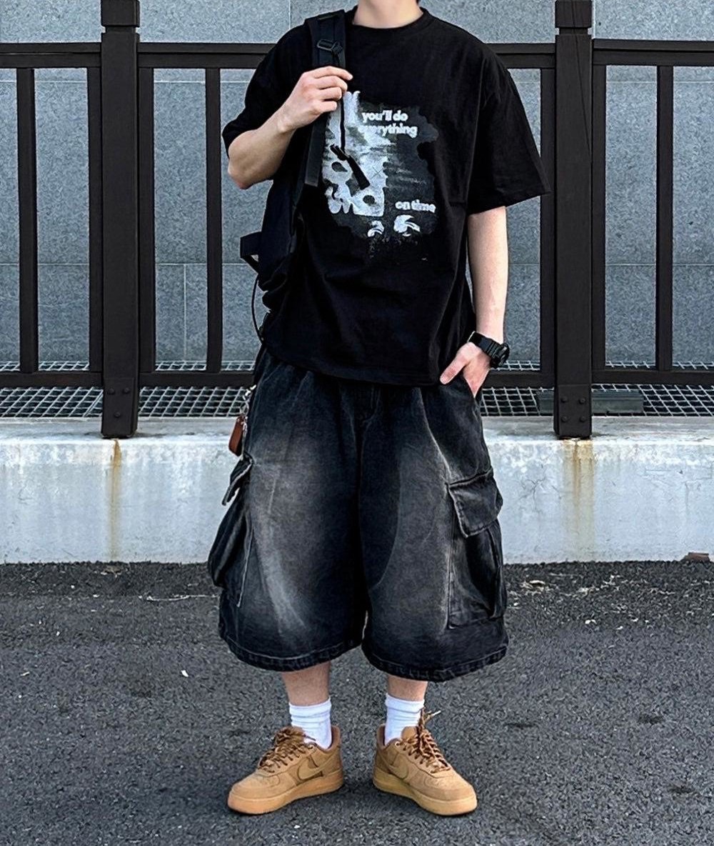 交錯感做舊短T