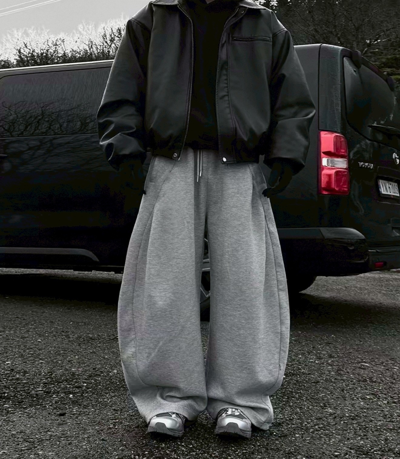 簡約重磅彎刀棉褲