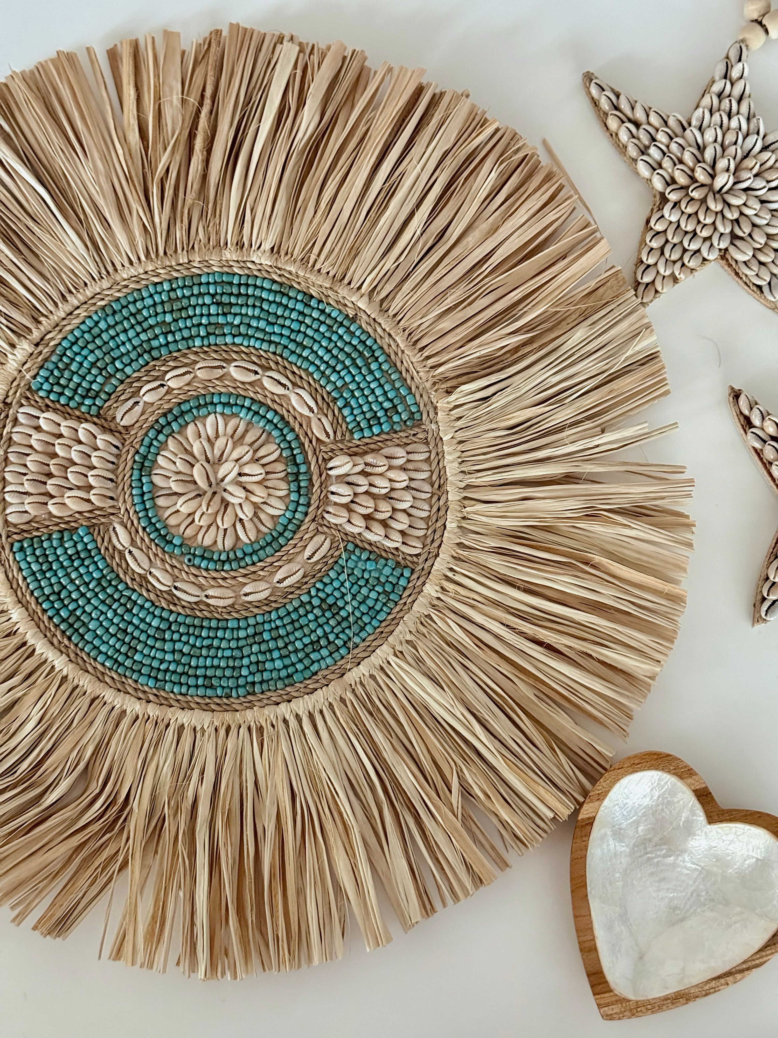 DecoDazzle🪬峇里島手工藍色串珠貝殼掛飾