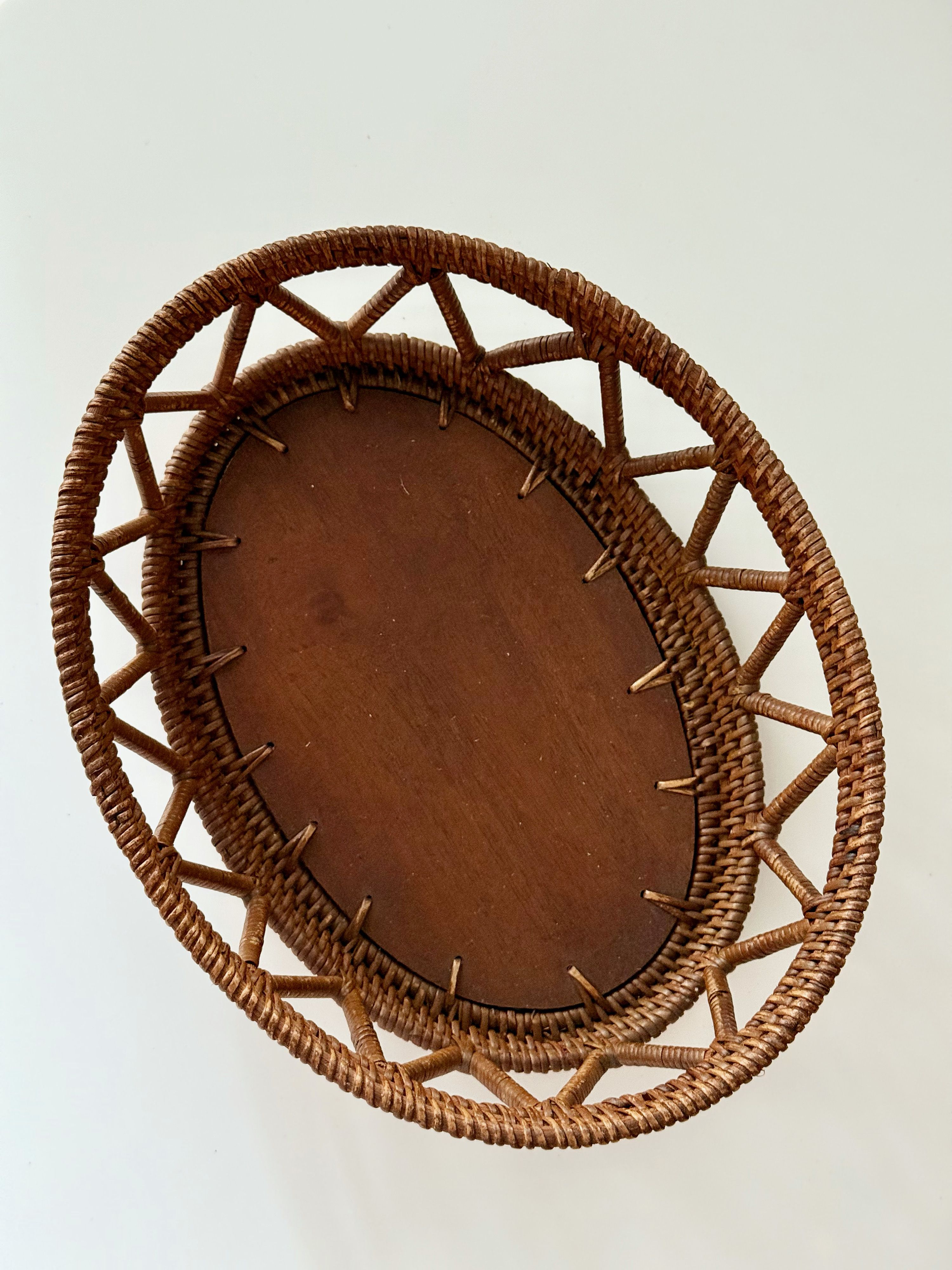 DecoDazzle🪬峇里島橢圓ATA藤編拼木盤