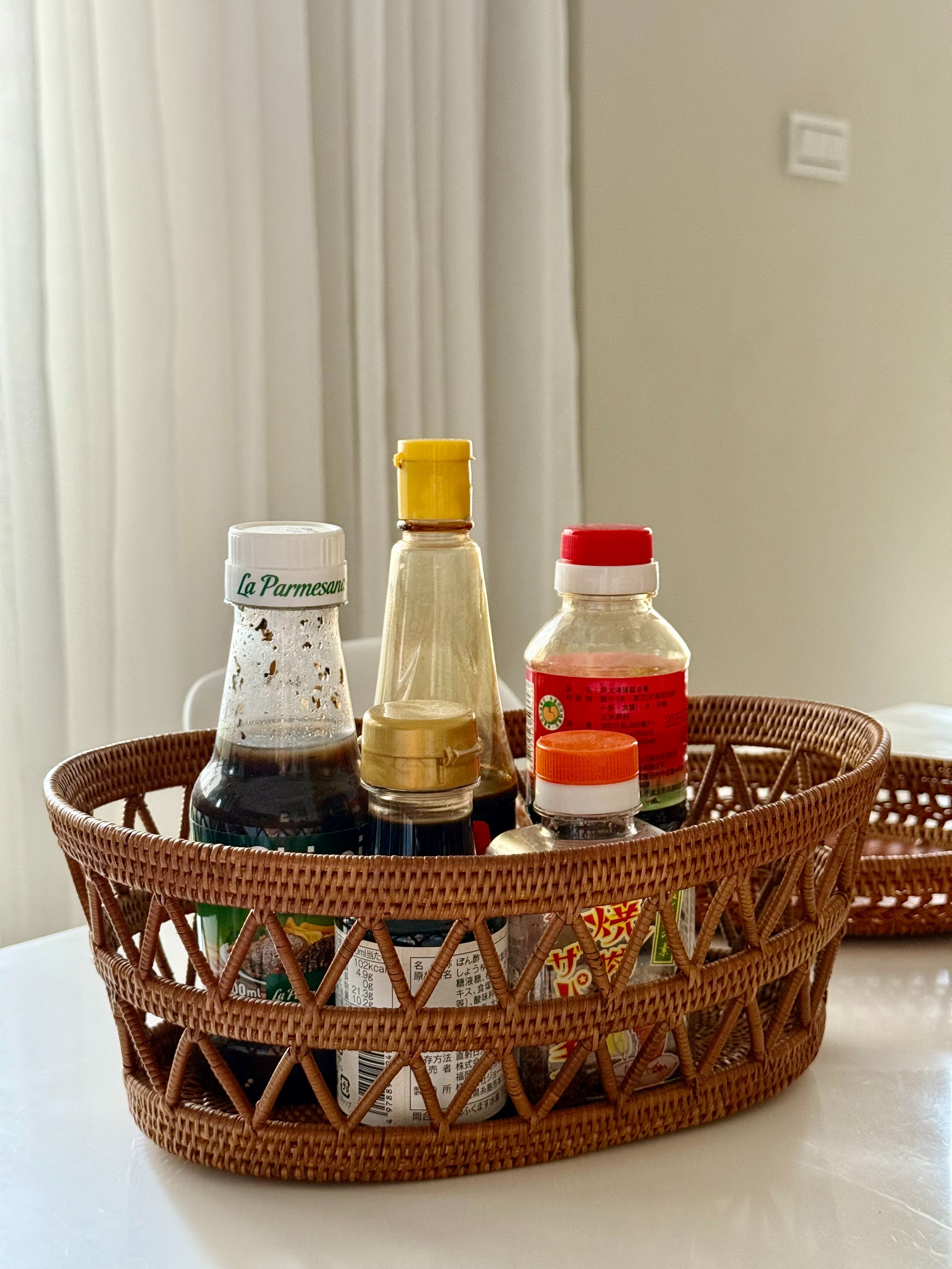 DecoDazzle🪬峇里島橢圓ATA藤編編織籃