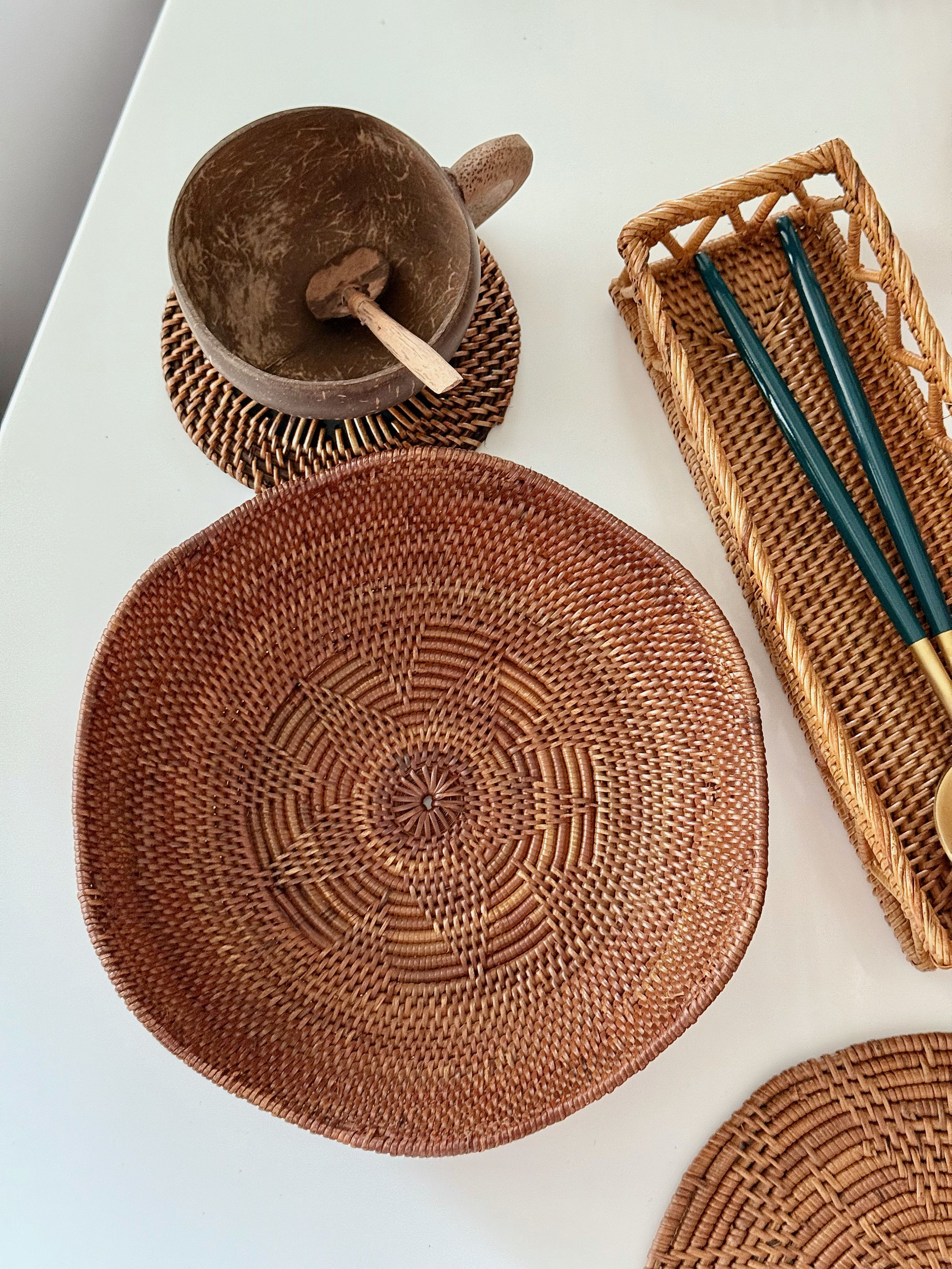 DecoDazzle🪬峇里島ATA藤編花瓣籃