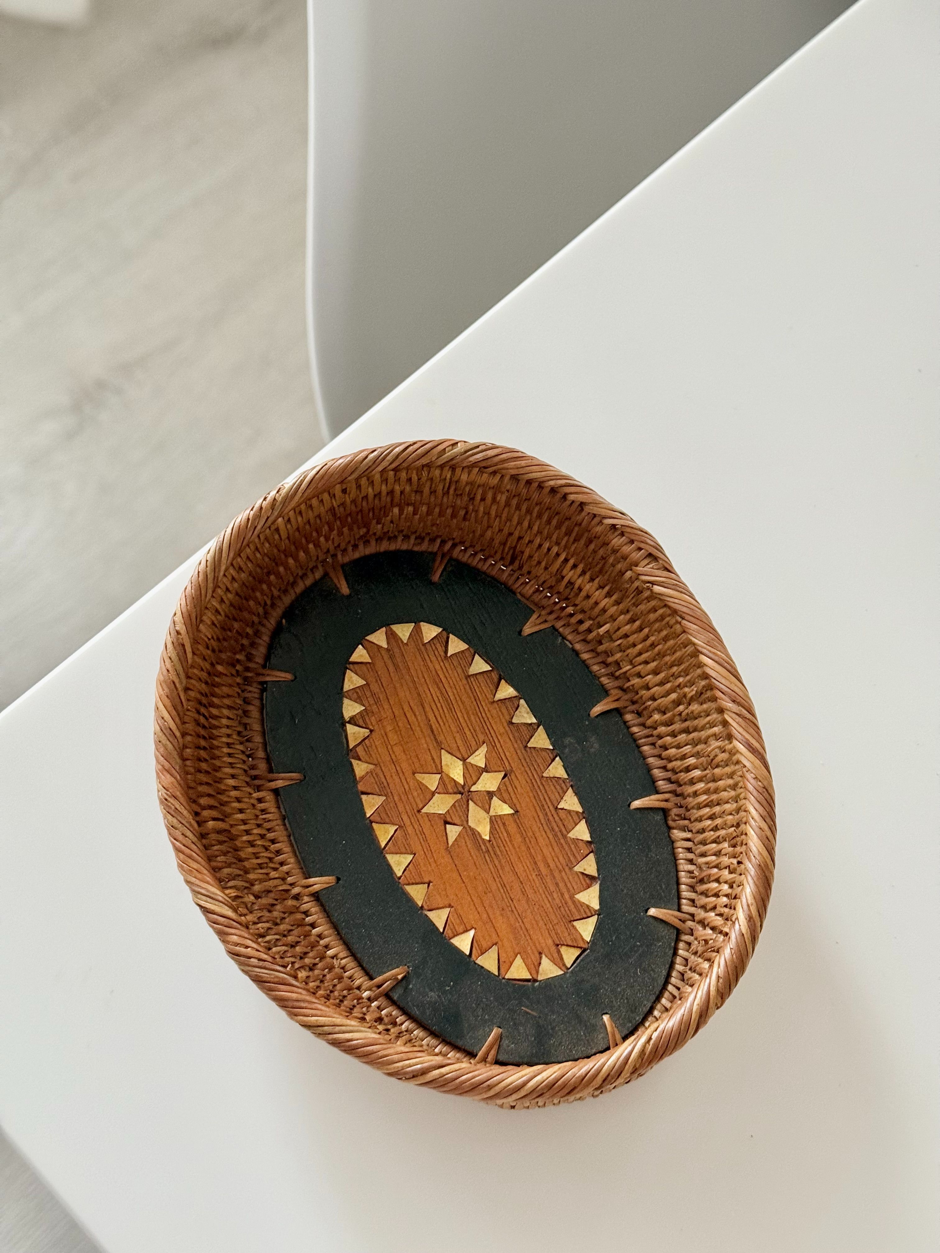 DecoDazzle🪬峇里島藤編拼接木小籃