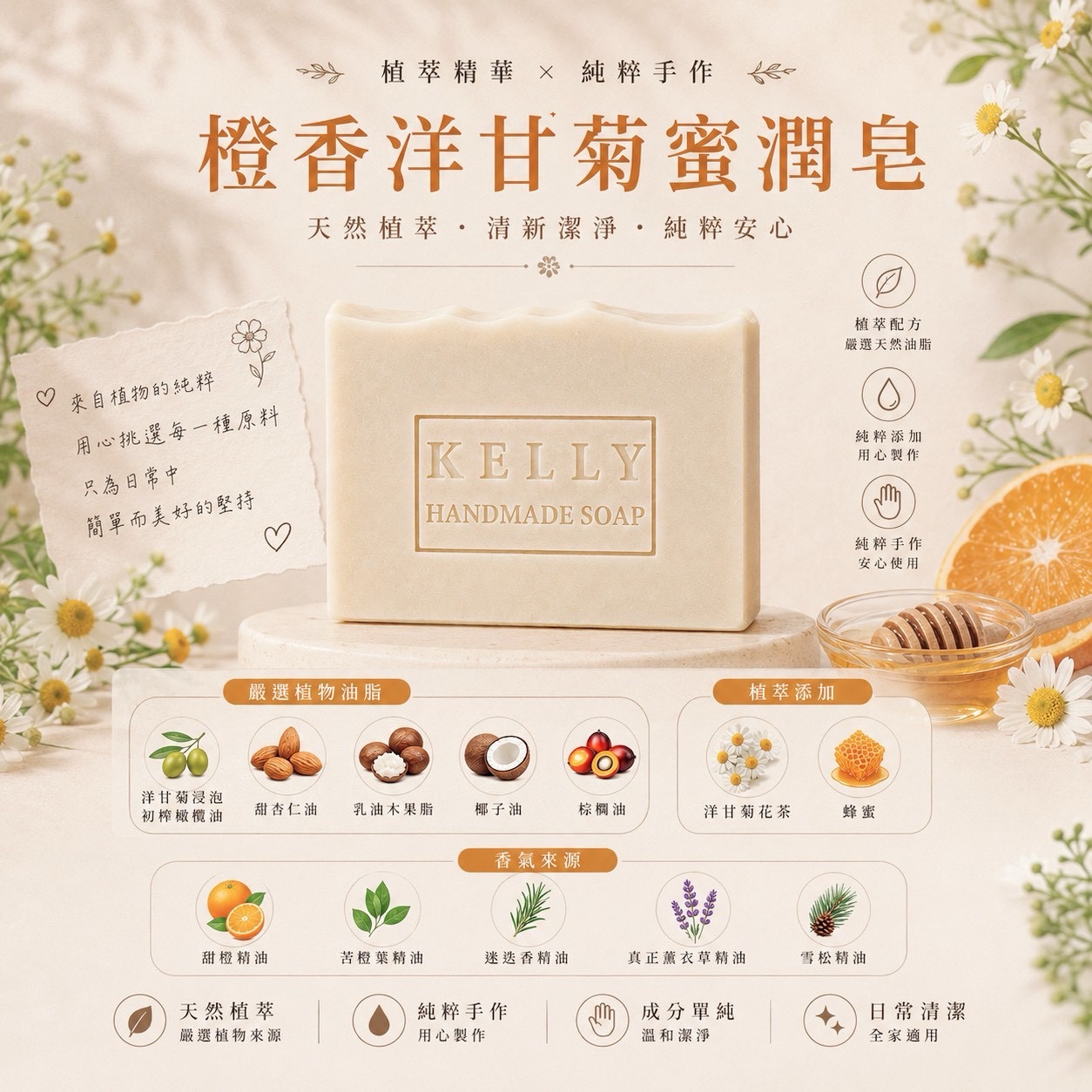 【橙香洋甘菊乳木皂】