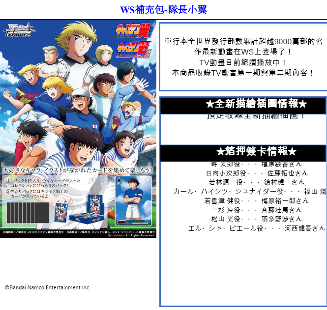 WS補充包-隊長小翼（有多訂購，需要請先詢問是否還有數量）