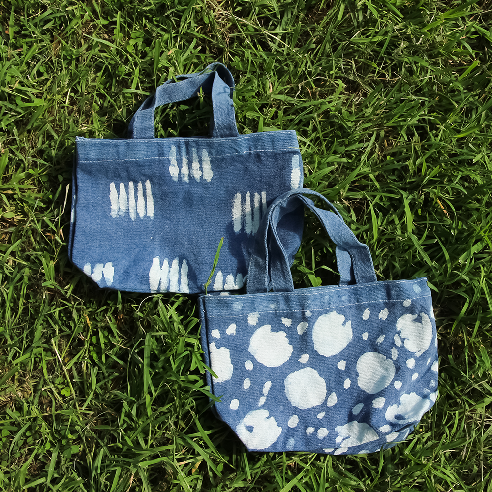 手工蠟染丹寧托特小包
