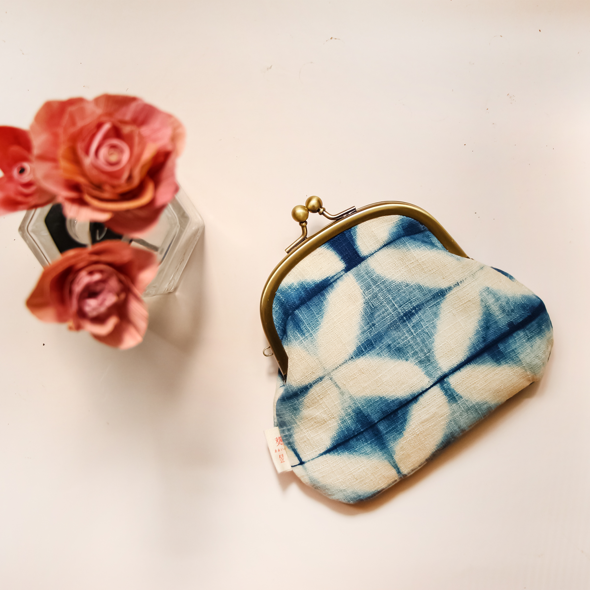 復古藍染圓弧口金零錢包