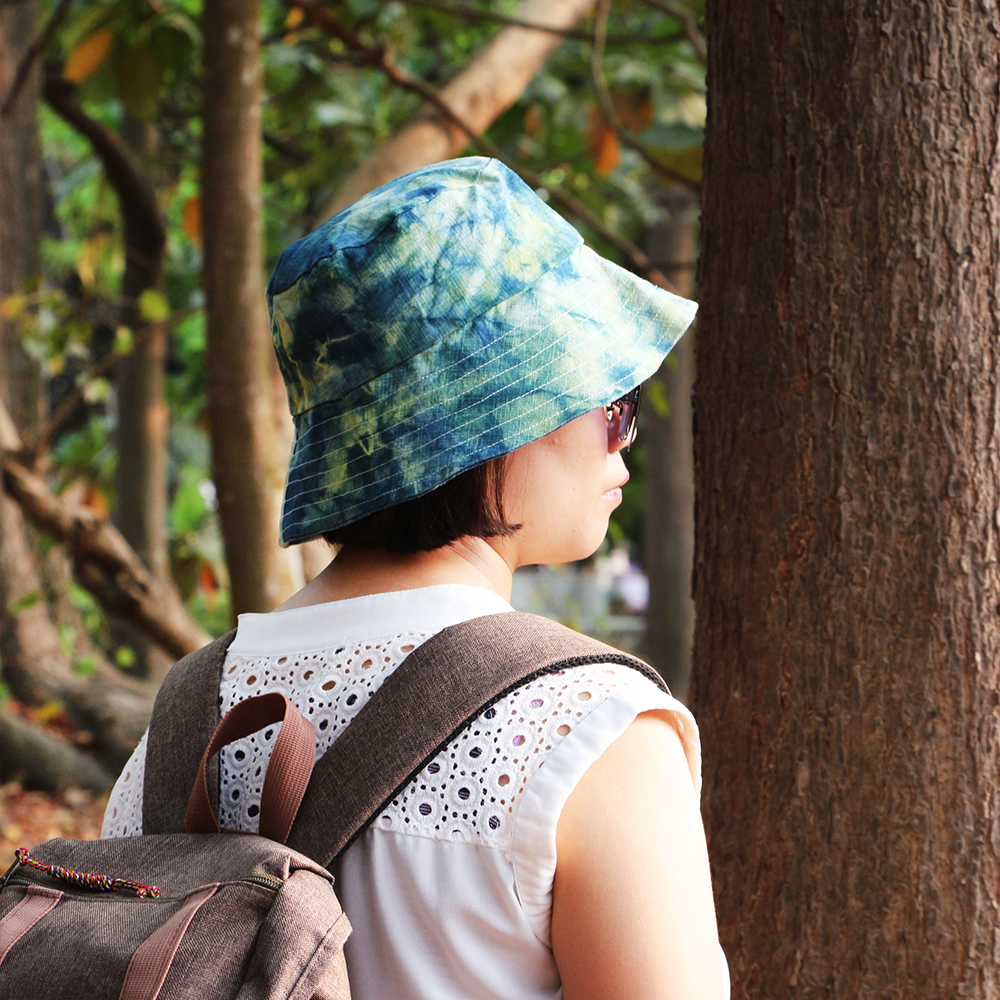石苔混搭植物染漁夫帽