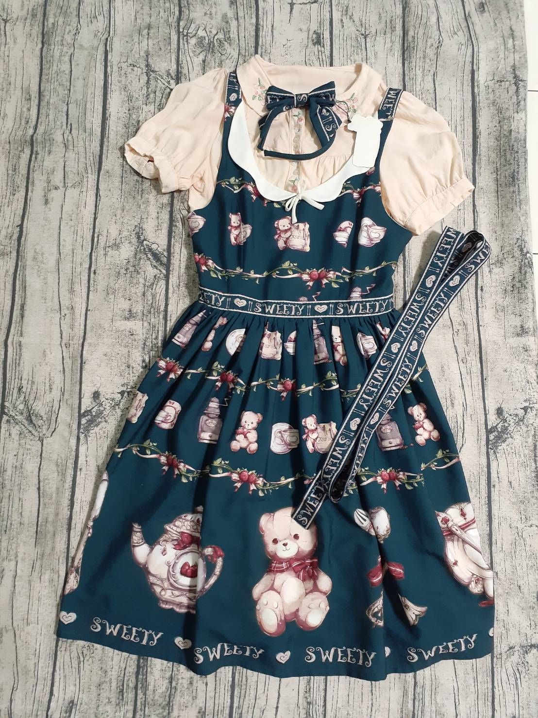熊熊餐具 花瓣領jsk L碼 綠