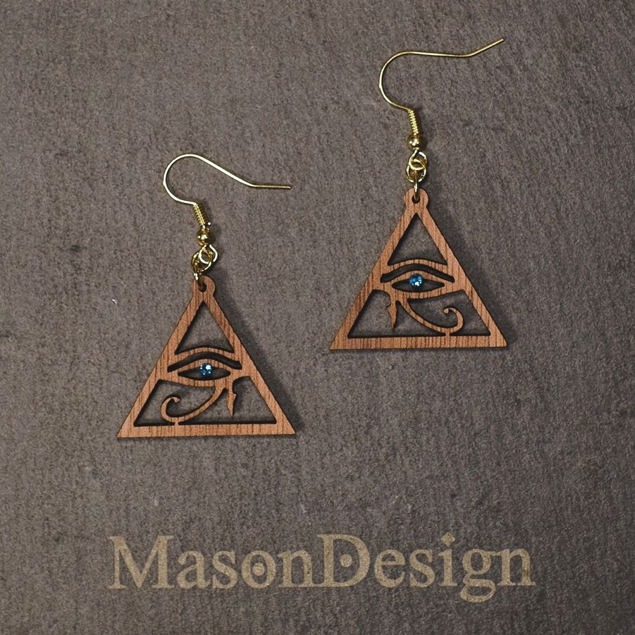 梅森設計[手作]荷魯斯之眼-實木耳環
